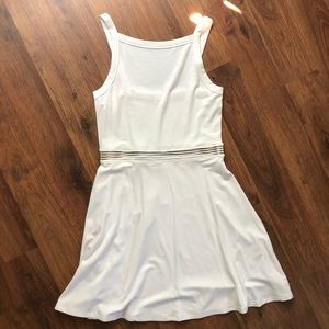GARAGE white square neck mesh waist dress